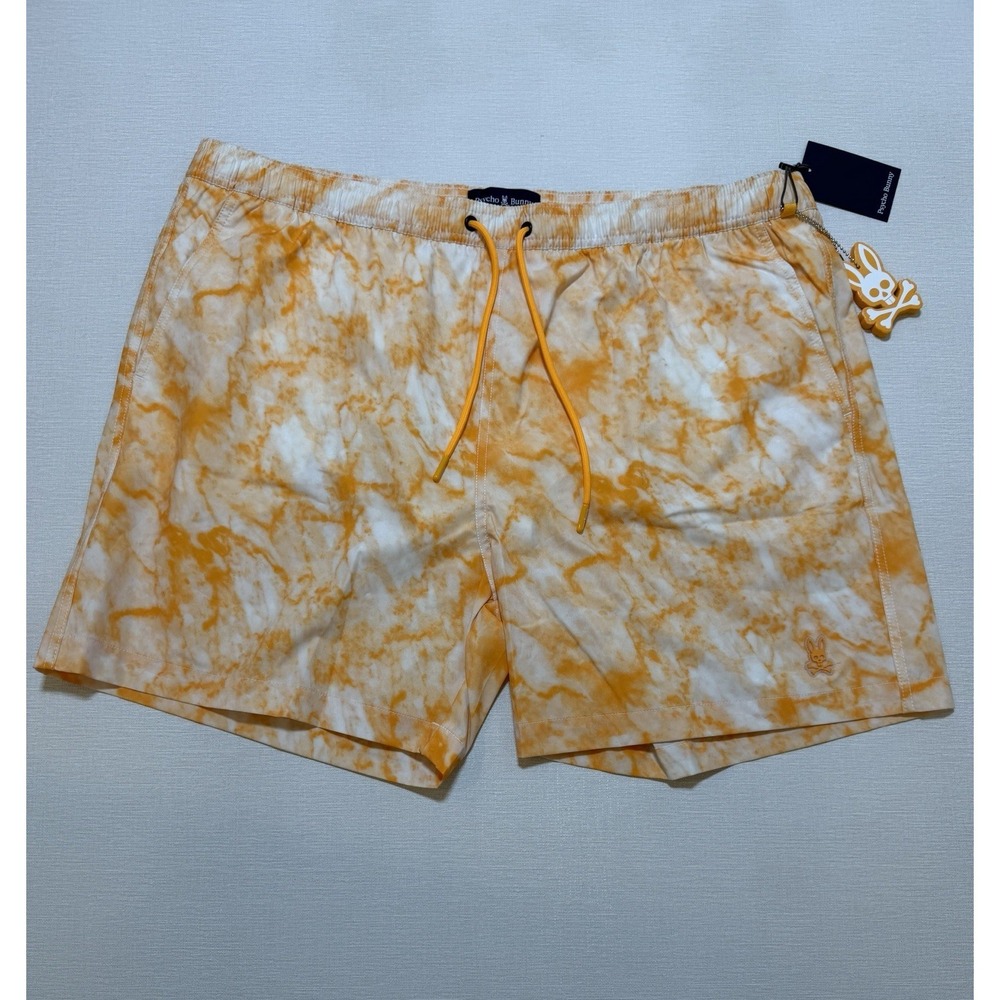 PSYCHO BUNNY Swim Trunks Mens XXXL Purple Shorts Hempstead Orange Soda